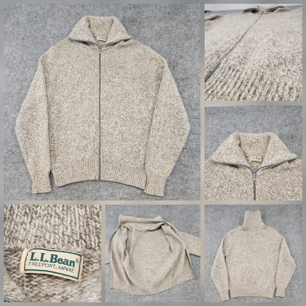 VTG 90s? LL Bean Mens XL? Wool Knit Full Zip Cardigan Sweater 1990s